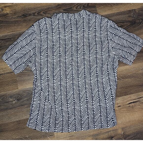 Vintage 90s Guess Jeans USA Men’s Button Up Shirt XL Black White Wavy Stripe Mad - Picture 11 of 16